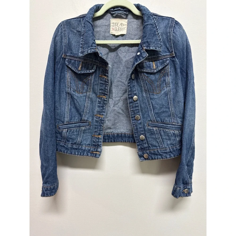 Thread & Supply Blue Denim Jacket Womens Large